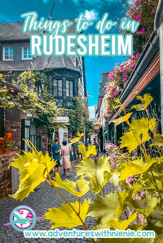 Things to do in Rudesheim, Germany Pinterest Image - Image of the  the Drosselgasse